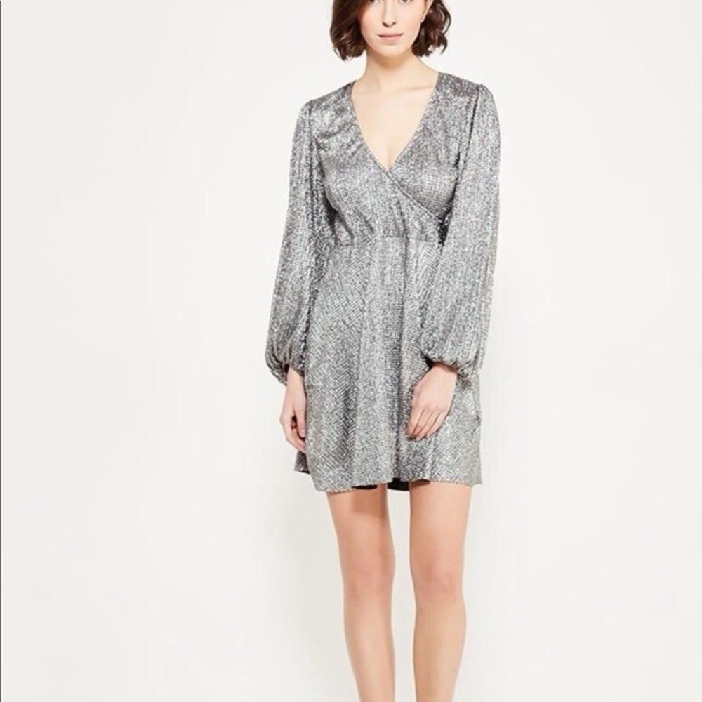 Topshop Silver Metallic Skater Dress
